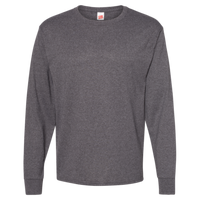 Hanes Essential-T Long Sleeve T-Shirt, Charcoal Heather, Front view