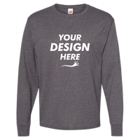 Hanes Essential-T Long Sleeve T-Shirt, Charcoal Heather, Front view, Mockup