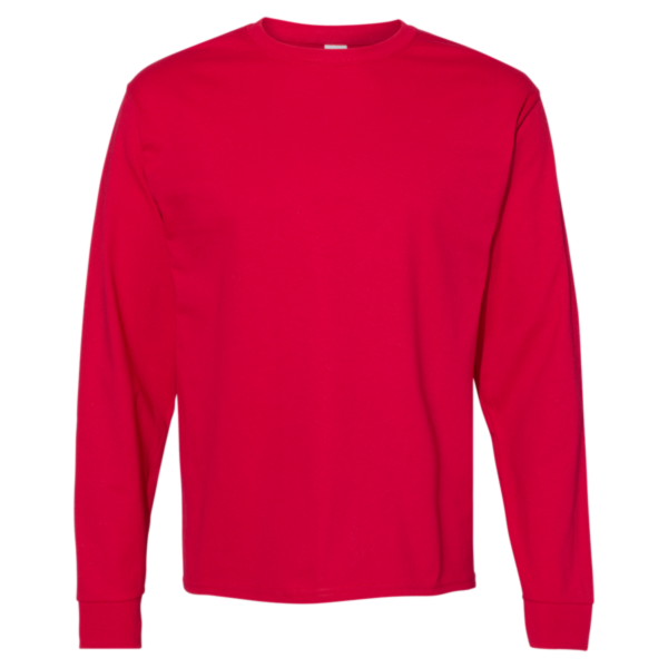 Hanes Essential-T Long Sleeve T-Shirt, Deep Red, Front view