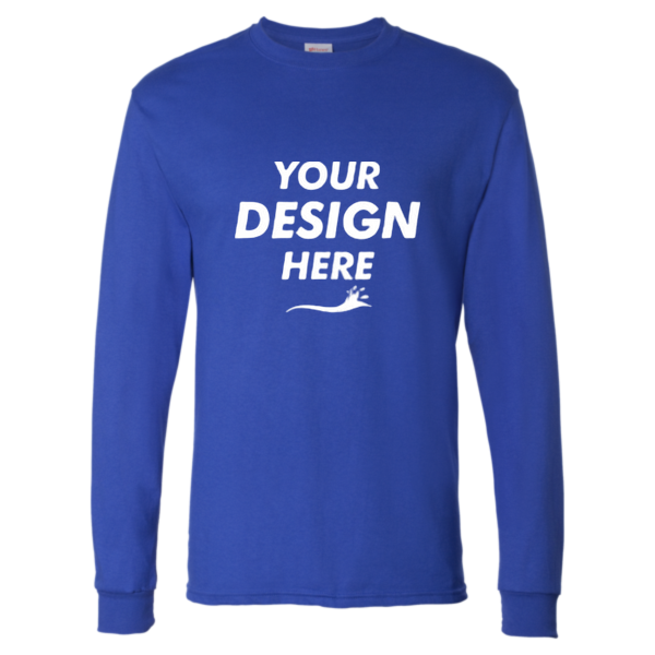 Hanes Essential-T Long Sleeve T-Shirt, Deep Royal, Front view, Mockup