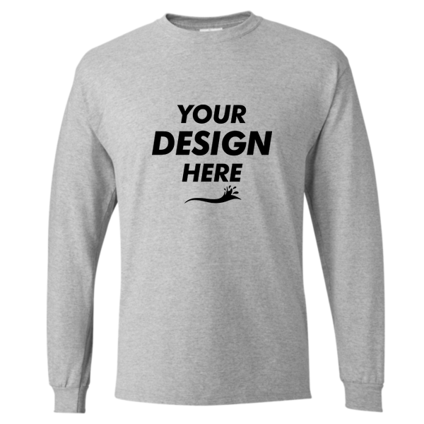 Hanes Essential-T Long Sleeve T-Shirt, Light Steel, Front view, Mockup