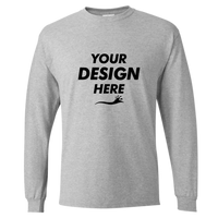 Hanes Essential-T Long Sleeve T-Shirt, Light Steel, Front view, Mockup