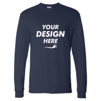 Hanes Essential-T Long Sleeve T-Shirt, Navy, Front view, Mockup