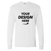 Hanes Essential-T Long Sleeve T-Shirt, White, Front view, Mockup