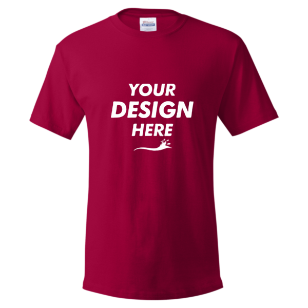 Hanes Essential-T T-Shirt, Deep Red, Front view, Mockup