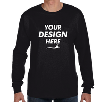 Hanes Men's Authentic Long Sleeve Pocket T-Shirt, Black, Front view, Mockup
