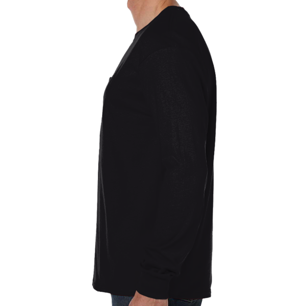 Hanes Men's Authentic Long Sleeve Pocket T-Shirt, Black, Left view