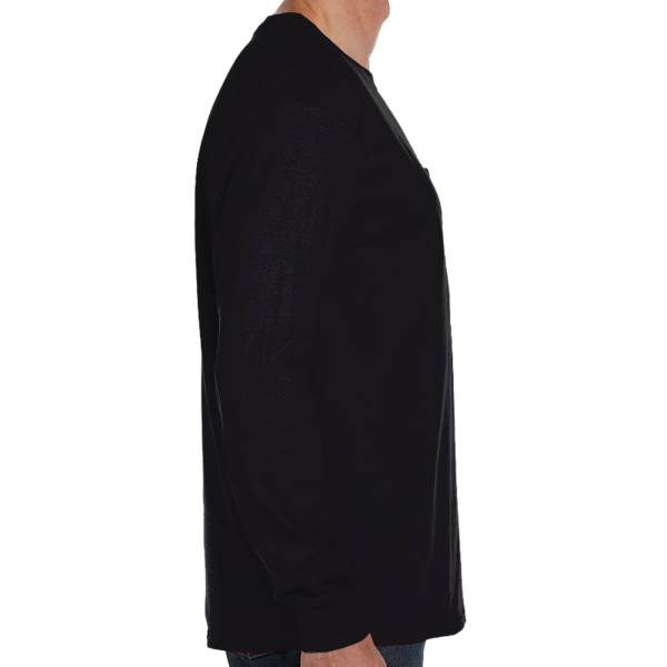 Hanes Men's Authentic Long Sleeve Pocket T-Shirt, Black, Right view