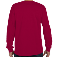 Hanes Men's Authentic Long Sleeve Pocket T-Shirt, Deep Red, Back view