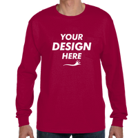 Hanes Men's Authentic Long Sleeve Pocket T-Shirt, Deep Red, Front view, Mockup
