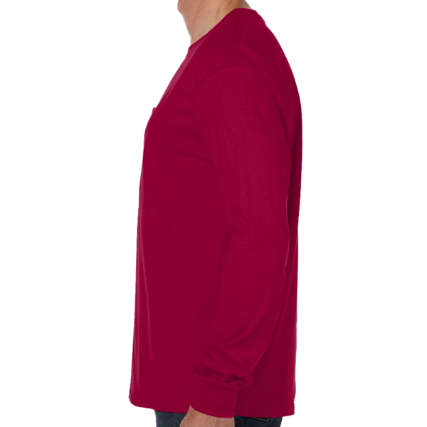 Hanes Men's Authentic Long Sleeve Pocket T-Shirt, Deep Red, Left view