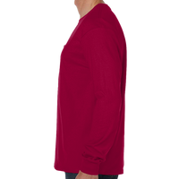 Hanes Men's Authentic Long Sleeve Pocket T-Shirt, Deep Red, Left view