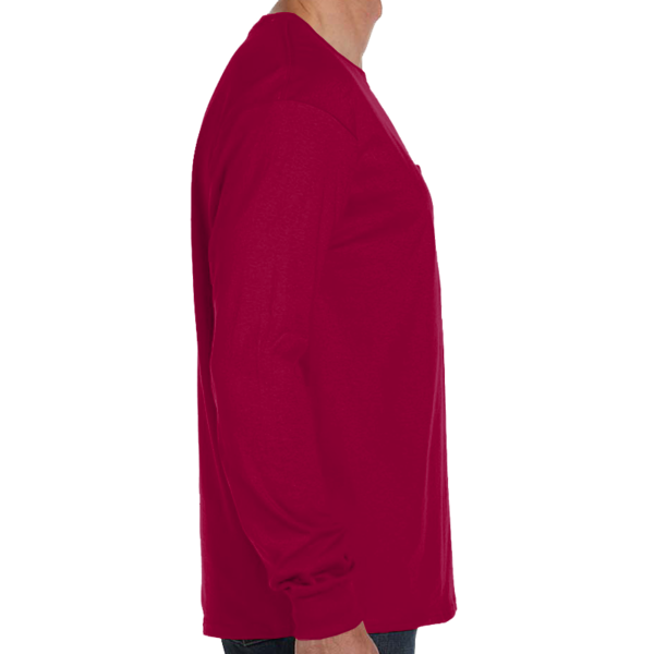 Hanes Men's Authentic Long Sleeve Pocket T-Shirt, Deep Red, Right view