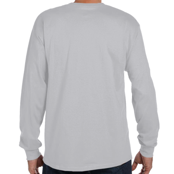 Hanes Men's Authentic Long Sleeve Pocket T-Shirt, Light Steel, Back view