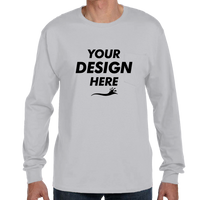Hanes Men's Authentic Long Sleeve Pocket T-Shirt, Light Steel, Front view, Mockup