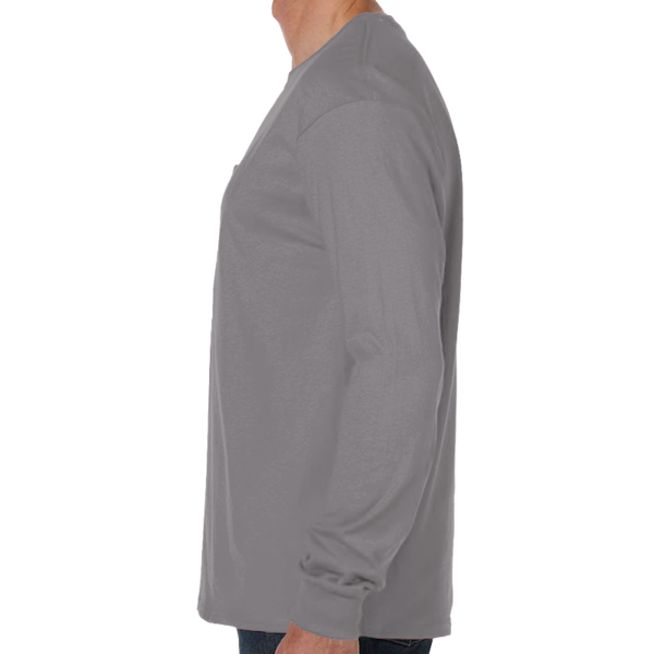 Hanes Men's Authentic Long Sleeve Pocket T-Shirt, Light Steel, Left view