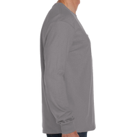 Hanes Men's Authentic Long Sleeve Pocket T-Shirt, Light Steel, Right view