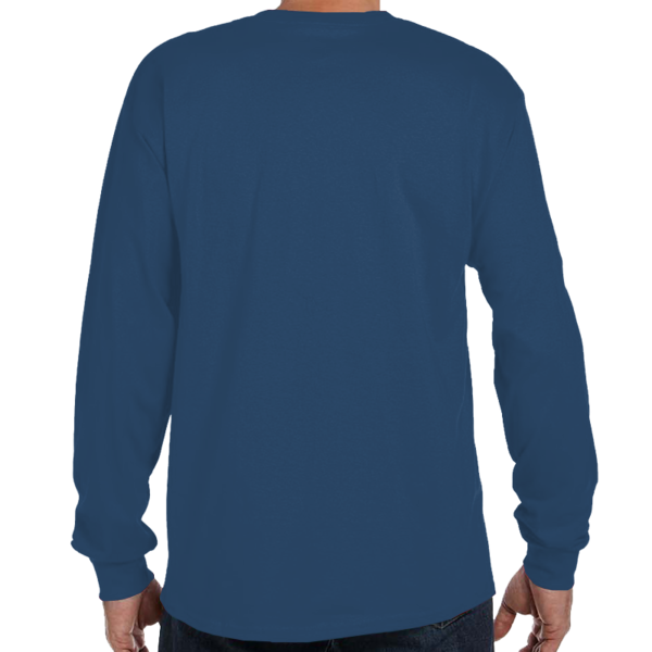 Hanes Men's Authentic Long Sleeve Pocket T-Shirt, Navy, Back view
