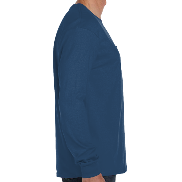 Hanes Men's Authentic Long Sleeve Pocket T-Shirt, Navy, Right view