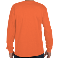 Hanes Men's Authentic Long Sleeve Pocket T-Shirt, Orange, Back view