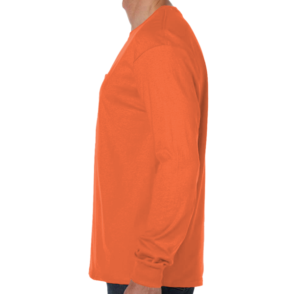Hanes Men's Authentic Long Sleeve Pocket T-Shirt, Orange, Left view