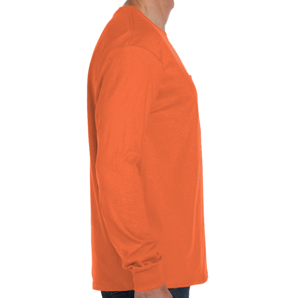 Hanes Men's Authentic Long Sleeve Pocket T-Shirt, Orange, Right view
