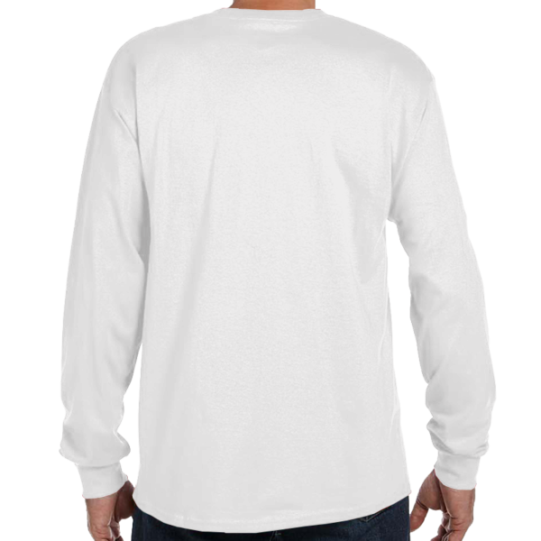 Hanes Men's Authentic Long Sleeve Pocket T-Shirt, White, Back view