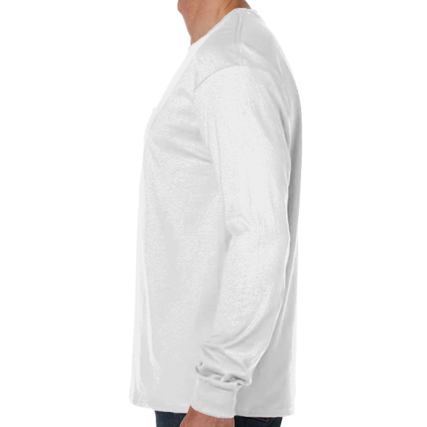 Hanes Men's Authentic Long Sleeve Pocket T-Shirt, White, Left view