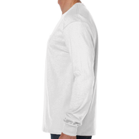 Hanes Men's Authentic Long Sleeve Pocket T-Shirt, White, Left view