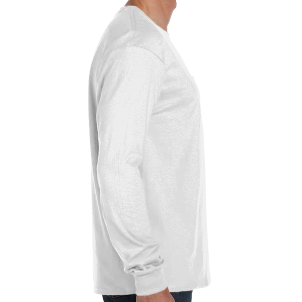 Hanes Men's Authentic Long Sleeve Pocket T-Shirt, White, Right view