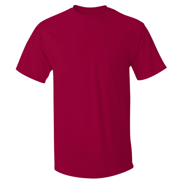 Hanes Men's Authentic Pocket T-Shirt, Deep Red, Front view