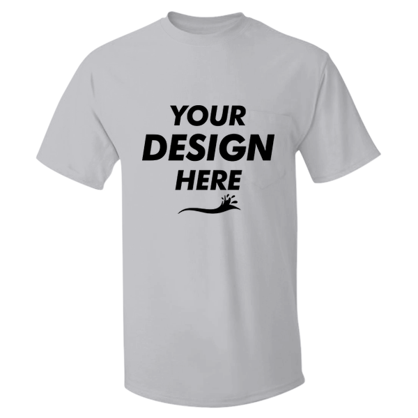Hanes Men's Authentic Pocket T-Shirt, Light Steel, Front view, Mockup