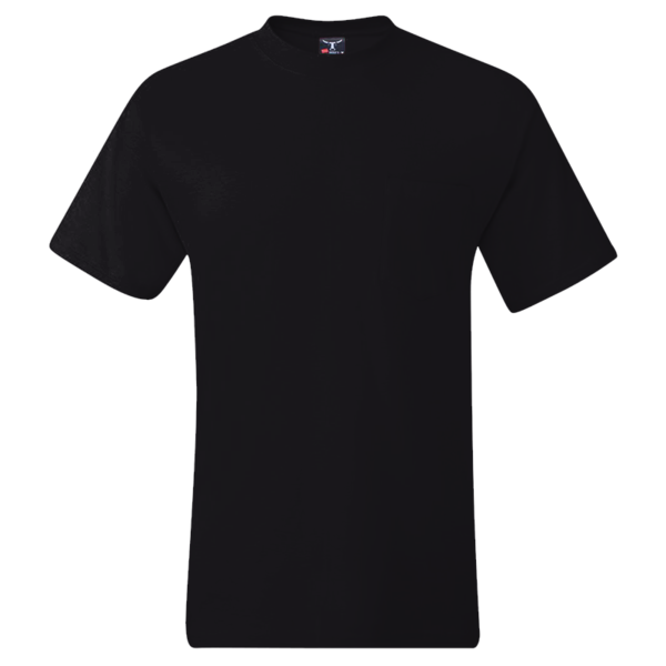 Hanes Men's Beefy-T® Pocket T-Shirt, Black, Front view