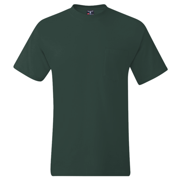 Hanes Men's Beefy-T® Pocket T-Shirt, Deep Forest, Front view
