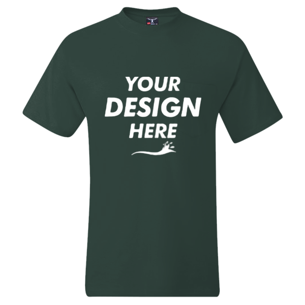 Hanes Men's Beefy-T® Pocket T-Shirt, Deep Forest, Front view, Mockup