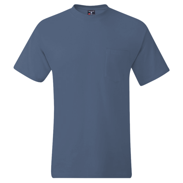Hanes Men's Beefy-T® Pocket T-Shirt, Denim Blue, Front view