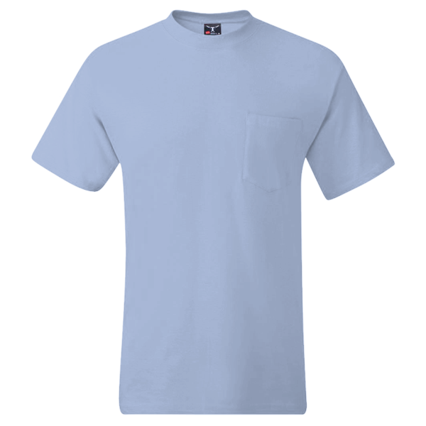 Hanes Men's Beefy-T® Pocket T-Shirt, Light Blue, Front view