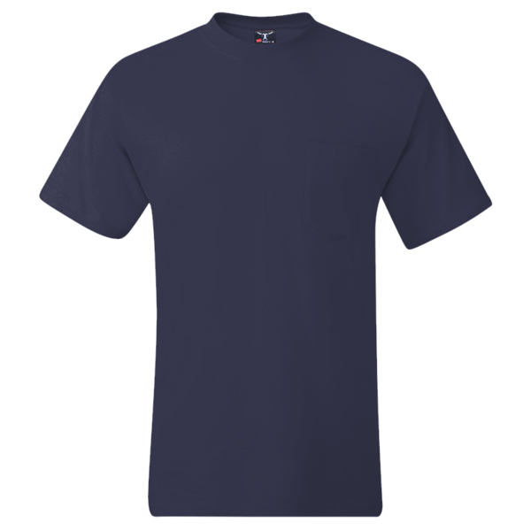 Hanes Men's Beefy-T® Pocket T-Shirt, Navy, Front view