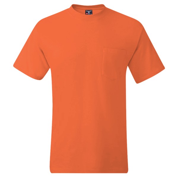 Hanes Men's Beefy-T® Pocket T-Shirt, Orange, Front view