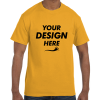 Hanes Unisex Authentic T-Shirt, Gold, Front view, Mockup