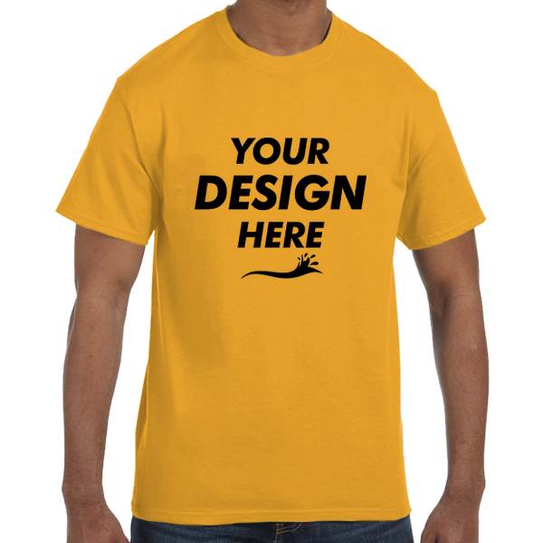 Hanes Unisex Authentic T-Shirt, Gold, Front view, Mockup