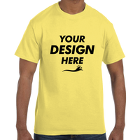 Hanes Unisex Authentic T-Shirt, Yellow, Front view, Mockup
