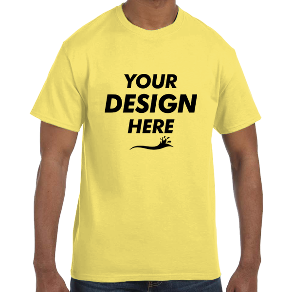 Hanes Unisex Authentic T-Shirt, Yellow, Front view, Mockup