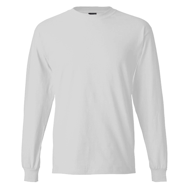 Hanes Unisex Beefy-T® Long Sleeve T-Shirt, Ash, Front view