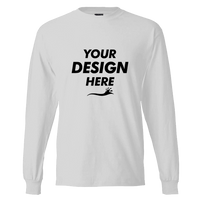 Hanes Unisex Beefy-T® Long Sleeve T-Shirt, Ash, Front view, Mockup