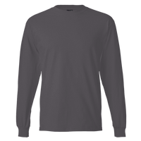 Hanes Unisex Beefy-T® Long Sleeve T-Shirt, Charcoal Heather, Front view