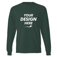 Hanes Unisex Beefy-T® Long Sleeve T-Shirt, Deep Forest, Front view, Mockup