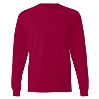 Hanes Unisex Beefy-T® Long Sleeve T-Shirt, Deep Red, Front view