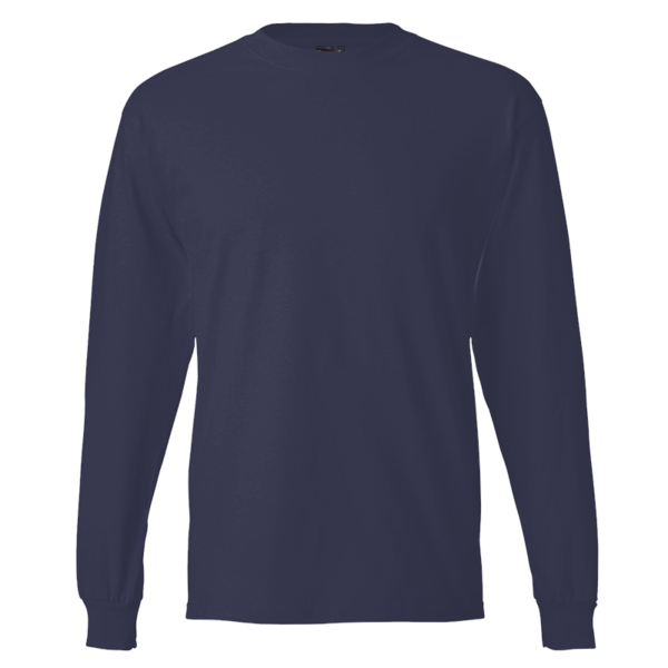 Hanes Unisex Beefy-T® Long Sleeve T-Shirt, Navy, Front view