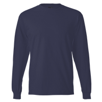Hanes Unisex Beefy-T® Long Sleeve T-Shirt, Navy, Front view